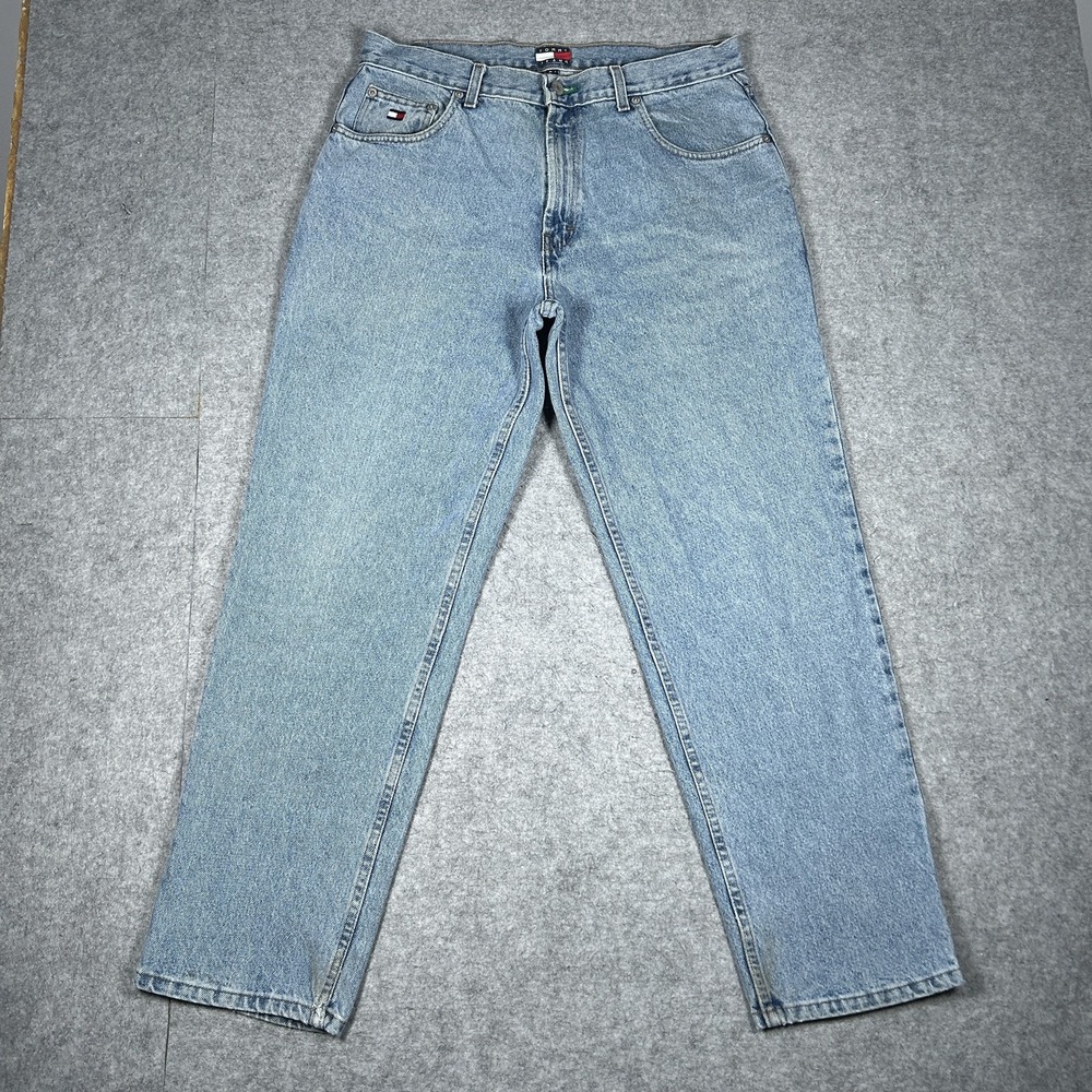 Vintage Tommy Jeans Freedom Denim Jeans Mens 34x30(32x30) Light Wash Blue 90s